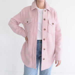 R.D. Style Conscious 2% Wool Pink Button-Up Shacket Jacket Oversized Barbie-core